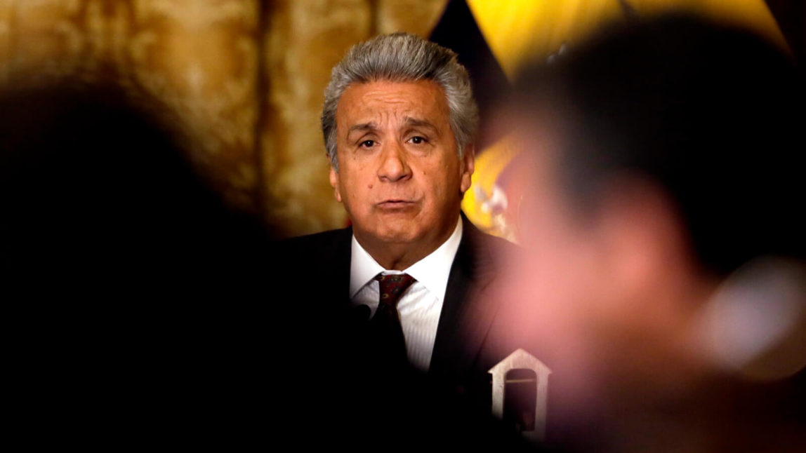 Ecuador's President Lenin Moreno gives a press conference with the foreign media corp in Quito, Ecuador, July 5, 2018. Dolores Ochoa | AP