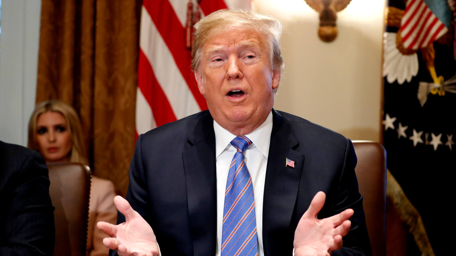 President Donald Trump speaks during his meeting with members of his cabinet in Cabinet Room of the White House in Washington, July 18, 2018. Pablo Martinez Monsivais | AP