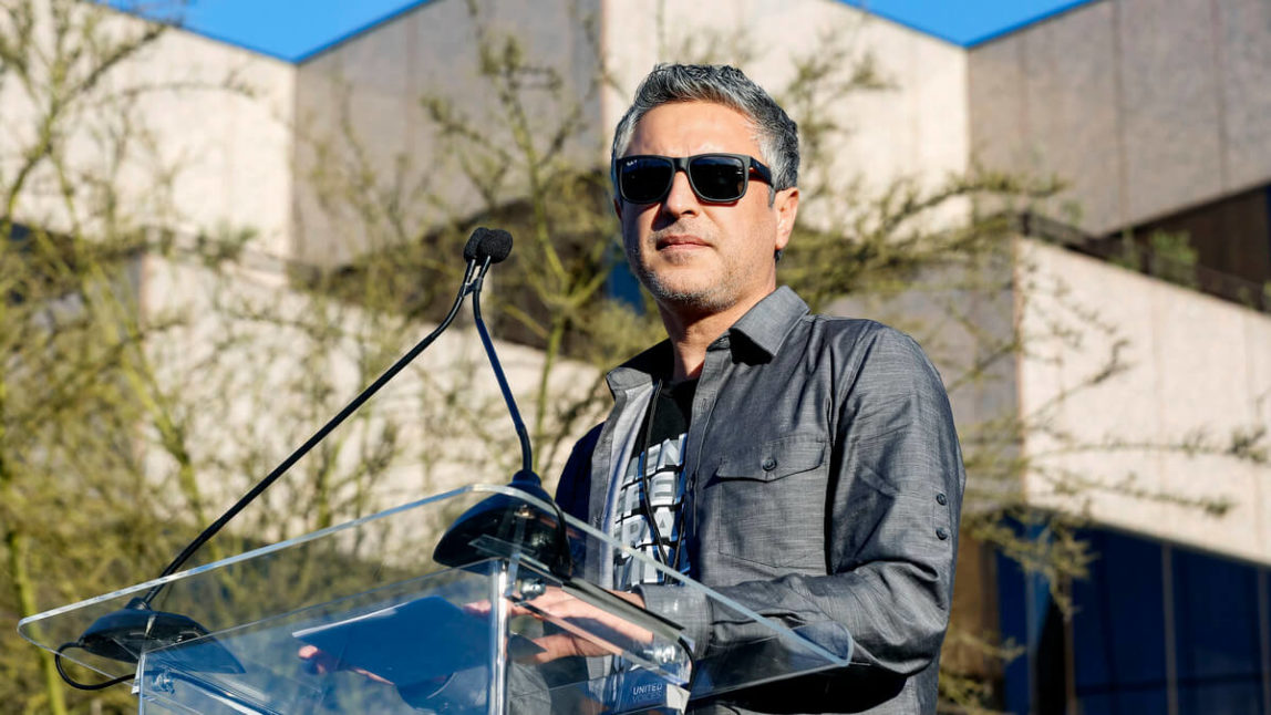 Reza Aslan speaks at the UTA "United Voices" Rally at United Talent Agency headquarters on Friday, Feb. 24, 2017, in Beverly Hills, Calif. Willy Sanjuan | Invision | AP