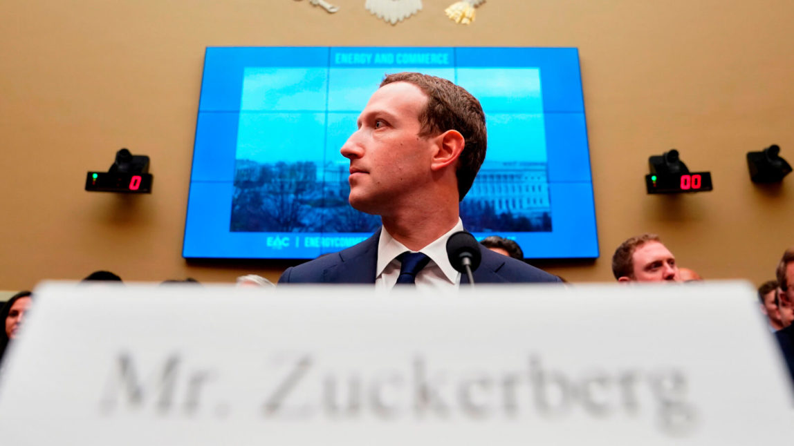 Facebook CEO Mark Zuckerberg testifies before a House Energy and Commerce hearing on Capitol Hill April 11, 2018, about the use of Facebook data to target American voters in the 2016 election and data privacy. Andrew Harnik | AP