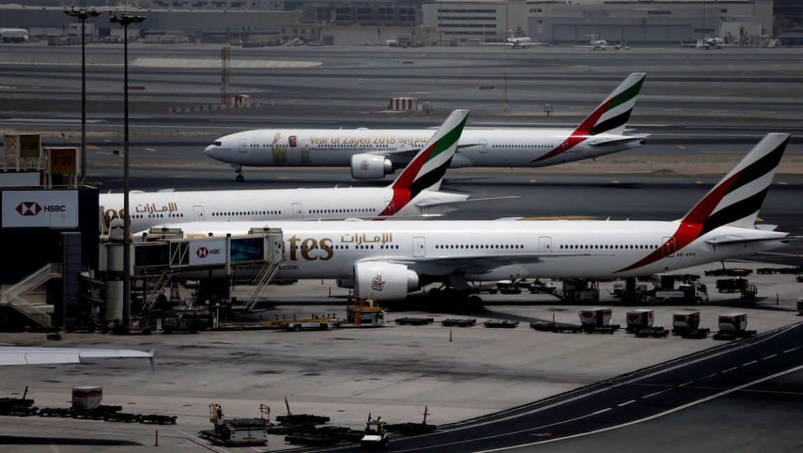 An Emirates Airline plane taxis at the Dubai airport in the United Arab Emirates, Wednesday, May 9, 2018. Emirates, the Middle East's largest airline. Kamran Jebreili | AP