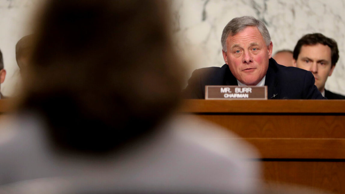 Senate Intelligence Committee Chairman Richard Burr, R-N.C., right, questions CIA nominee Gina Haspel, left, during a confirmation hearing of the Senate Intelligence Committee, on Capitol Hill, May 9, 2018 in Washington. Pablo Martinez Monsivais | AP