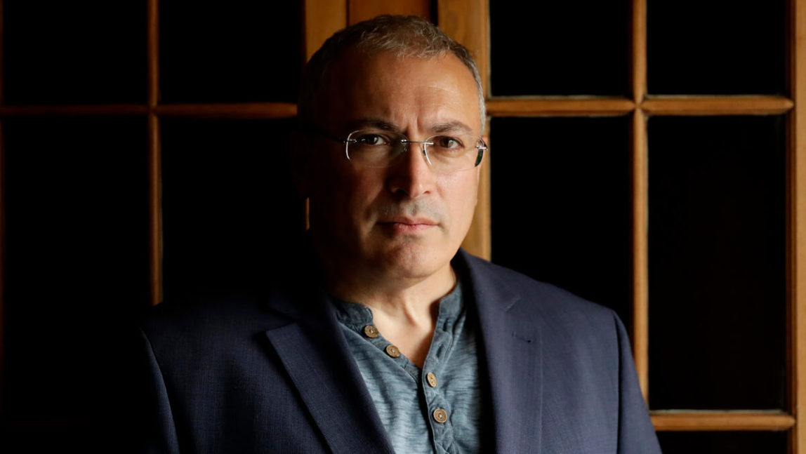 Russian opposition figure Mikhail Khodorkovsky, the former owner of the Yukos Oil Company, poses for a photograph after being interviewed by The Associated Press in London, July 24, 2018. Matt Dunham | AP