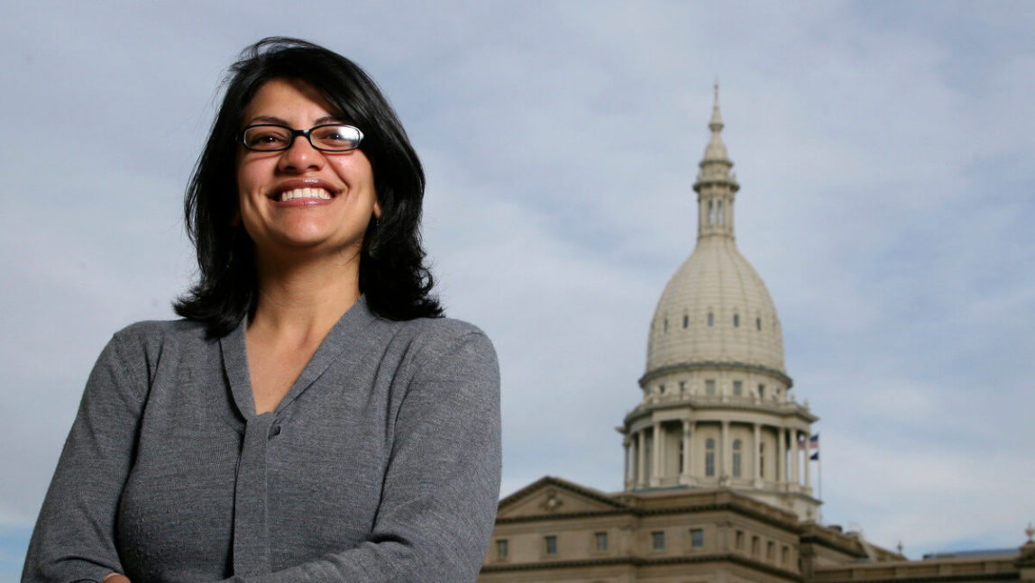 Rashida Tlaib, a Democrat, is photographed outside the Michigan Capitol in Lansing, Mich, Nov. 6, 2008. In the primary election Aug. 7, 2018, Democrats picked former Michigan state Rep. Rashida Tlaib to run unopposed for the congressional seat that former Rep. John Conyers held for more than 50 years. Tlaib will be the first Muslim woman in Congress. Al Goldis | AP