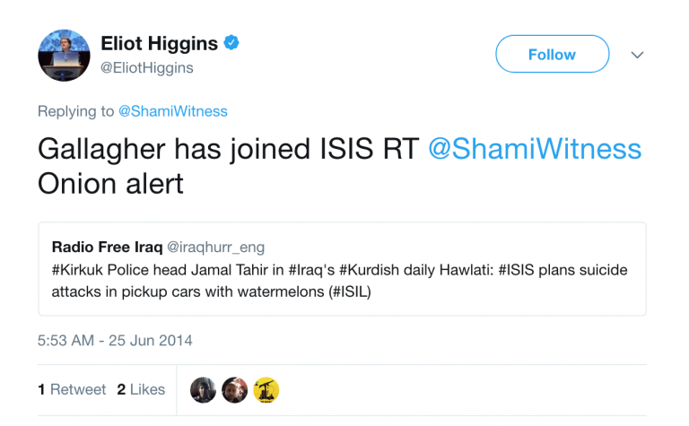 Collaboration of Bellingcat Founder and ISIS Twitter Account Exposed in New Report