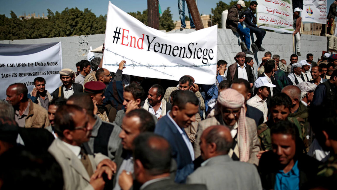 Yemen Sanaa airport Protest