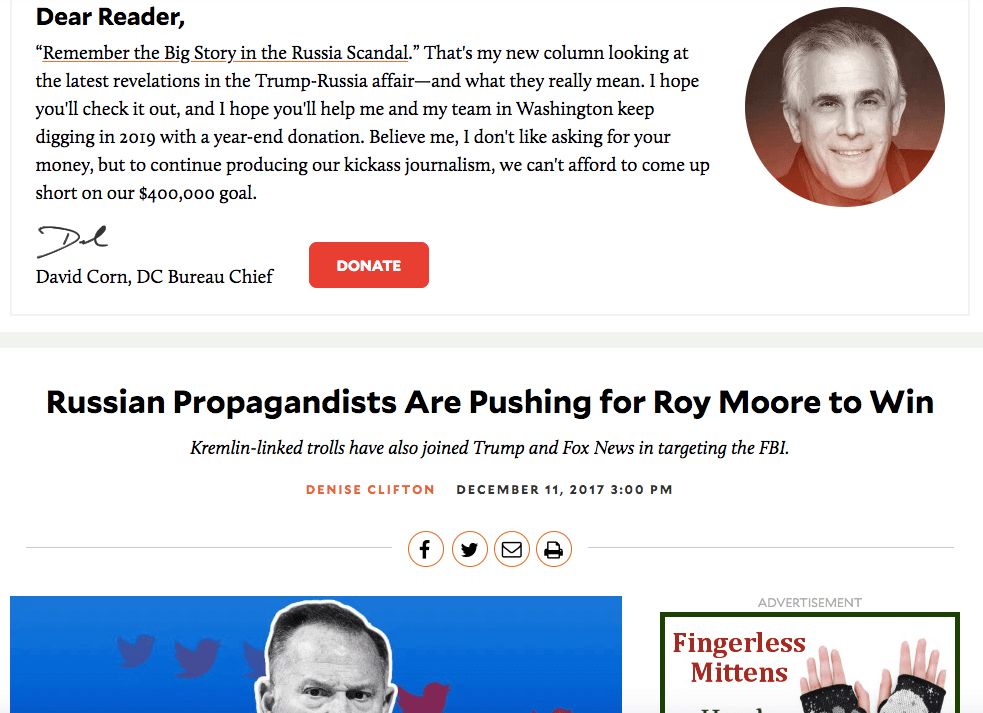 Mother Jones Russiagate Fundraising