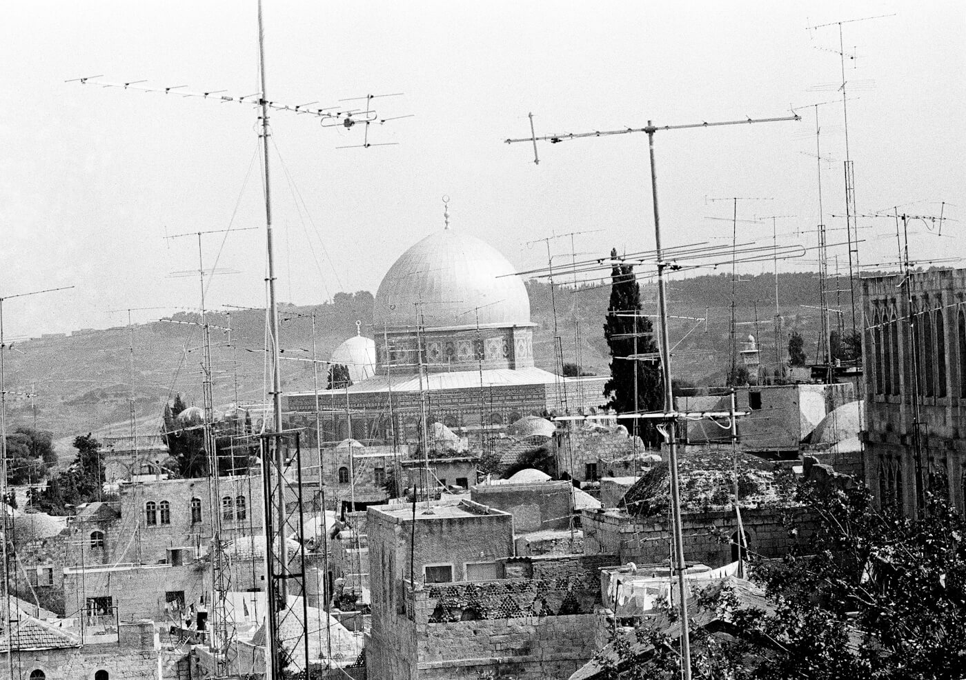 15年1976月XNUMX日，在圣殿山中心的著名岩石圆顶和阿克萨清真寺的圆顶上。 美联社