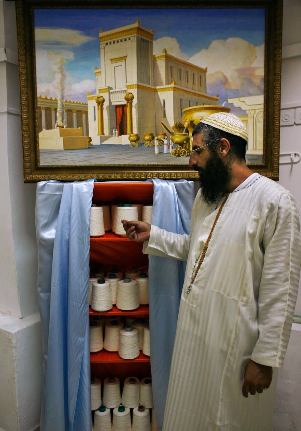 A Temple Institute workshop in Jerusalem where tailors produce garments for Third Temple priests. Kevin Frayer | AP