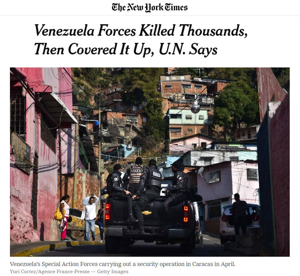 New York Times Bachelet report Venezuela