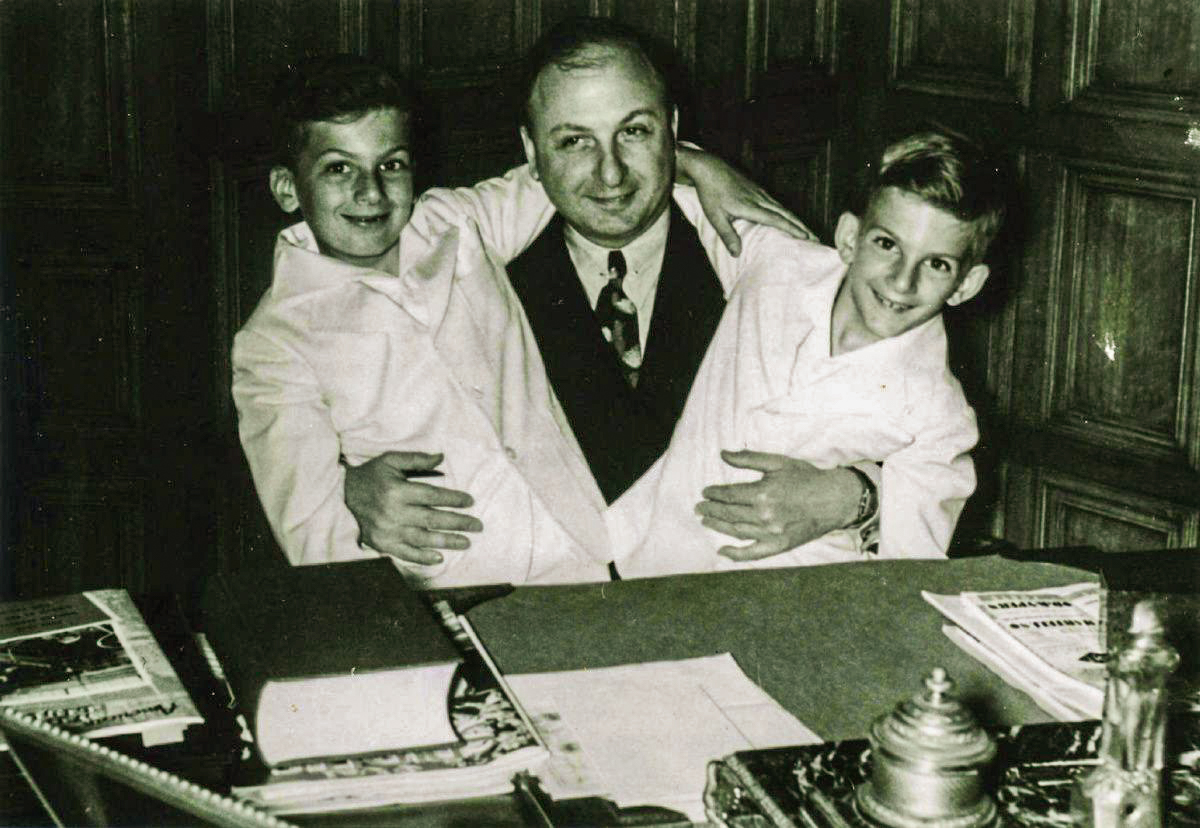 Samuel Bronfman pictured in 1937 with his sons Edgar and Charles