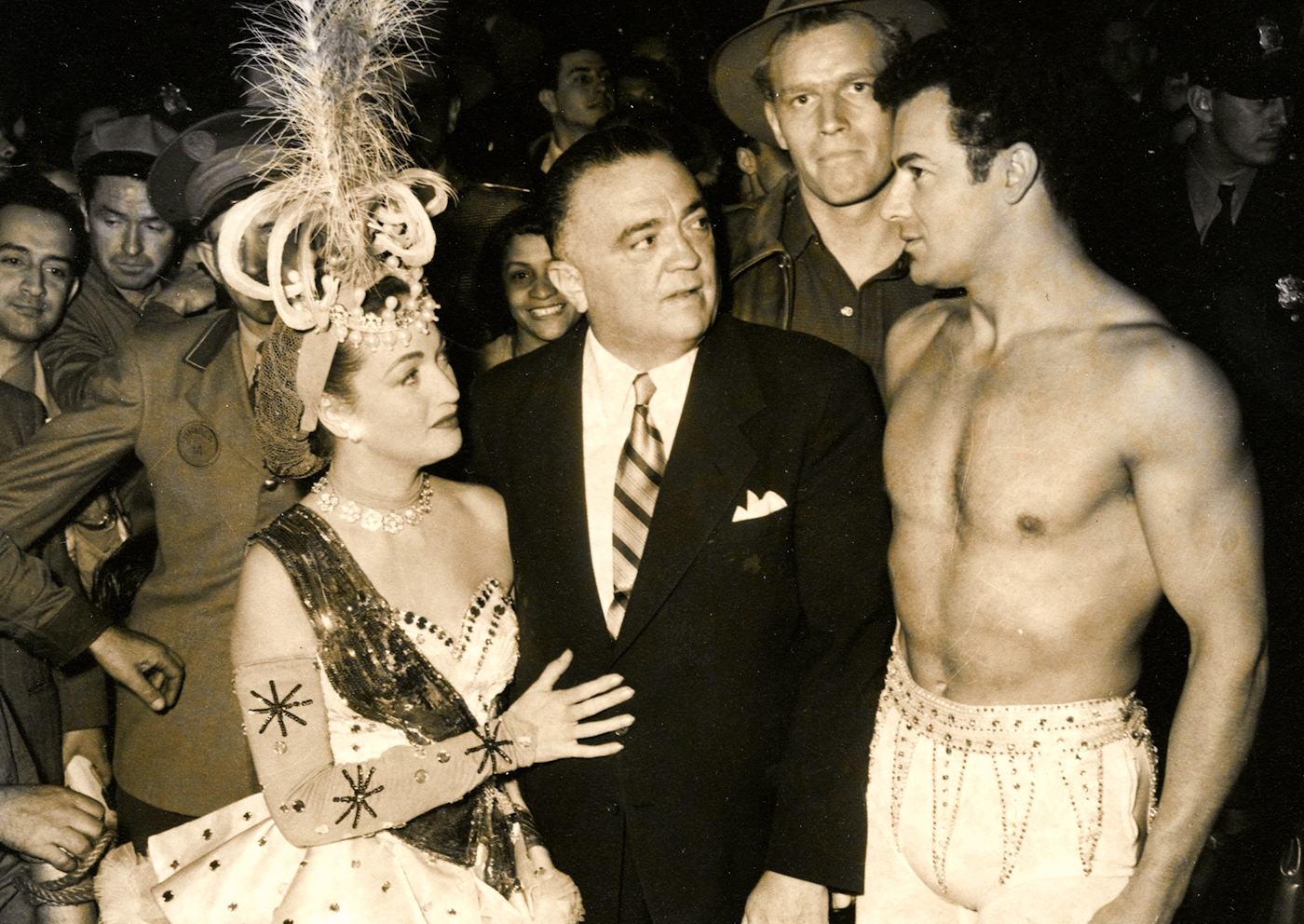 Hoover with Dorothy Lamour on the set of The Greatest Show on Earth in 1951