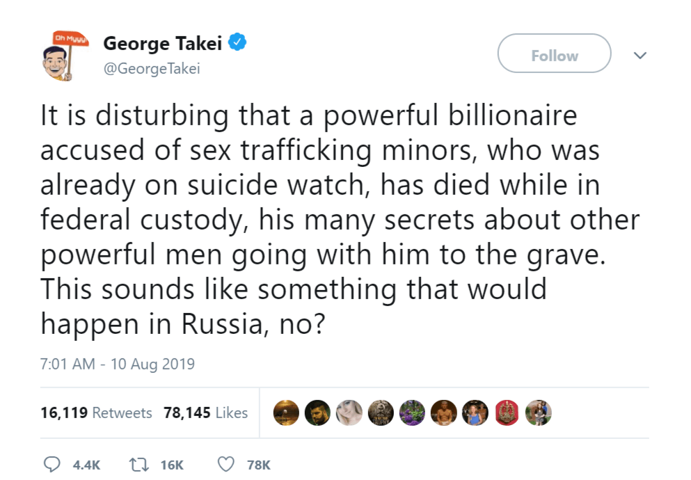 George Takei Epstein Russia
