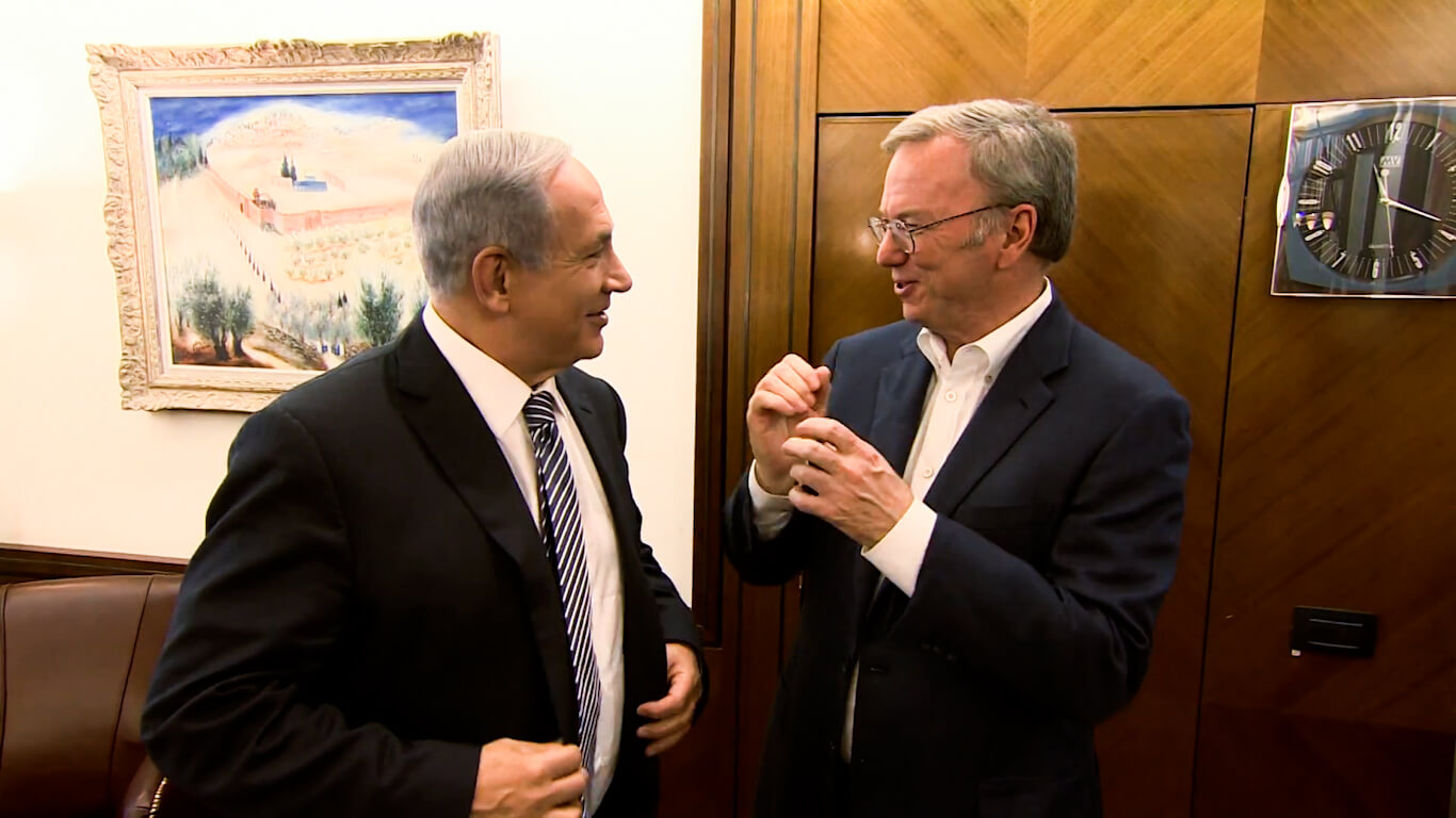 Google Executive Chairman Eric Schmidt meets Netanyahu at his Jerusalem office. Israel PM | YouTube