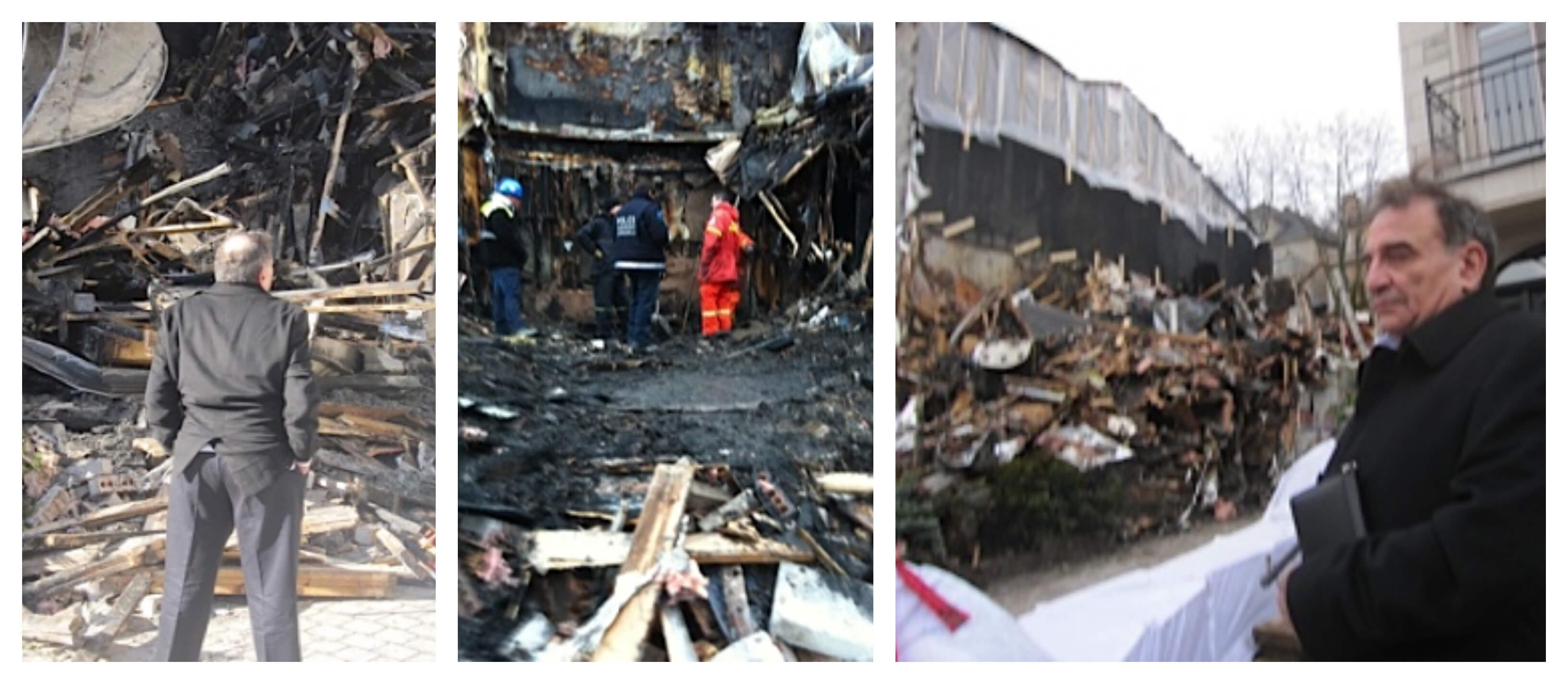 Ari Ben-Menashe surveys the damage to his home after it was mysteriously firebombed. Photos | Robert Parry