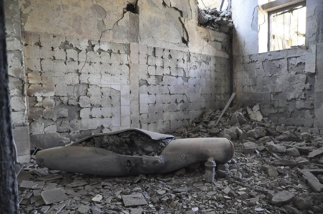 The remnants of a cluster bomb dropped by Saudi-led coalition warplanes inside a Yemeni home. March 18, 2020. Abdullah Azzi| MintPress News