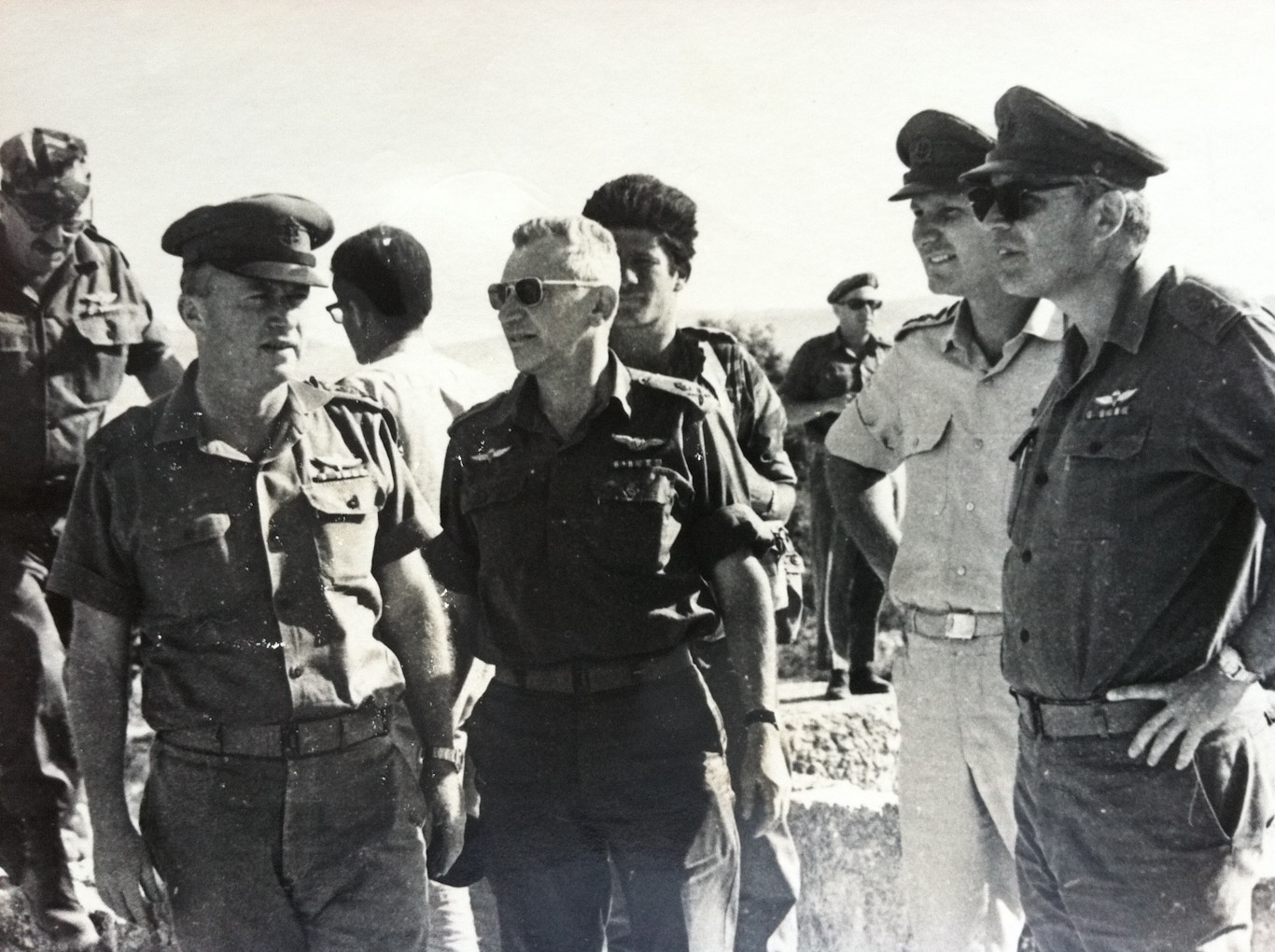 IDF Generals in the field circa 1967. Rabin, left, Bar-Lev, center, Peled, right. Photo | Courtesy | Miko Peled