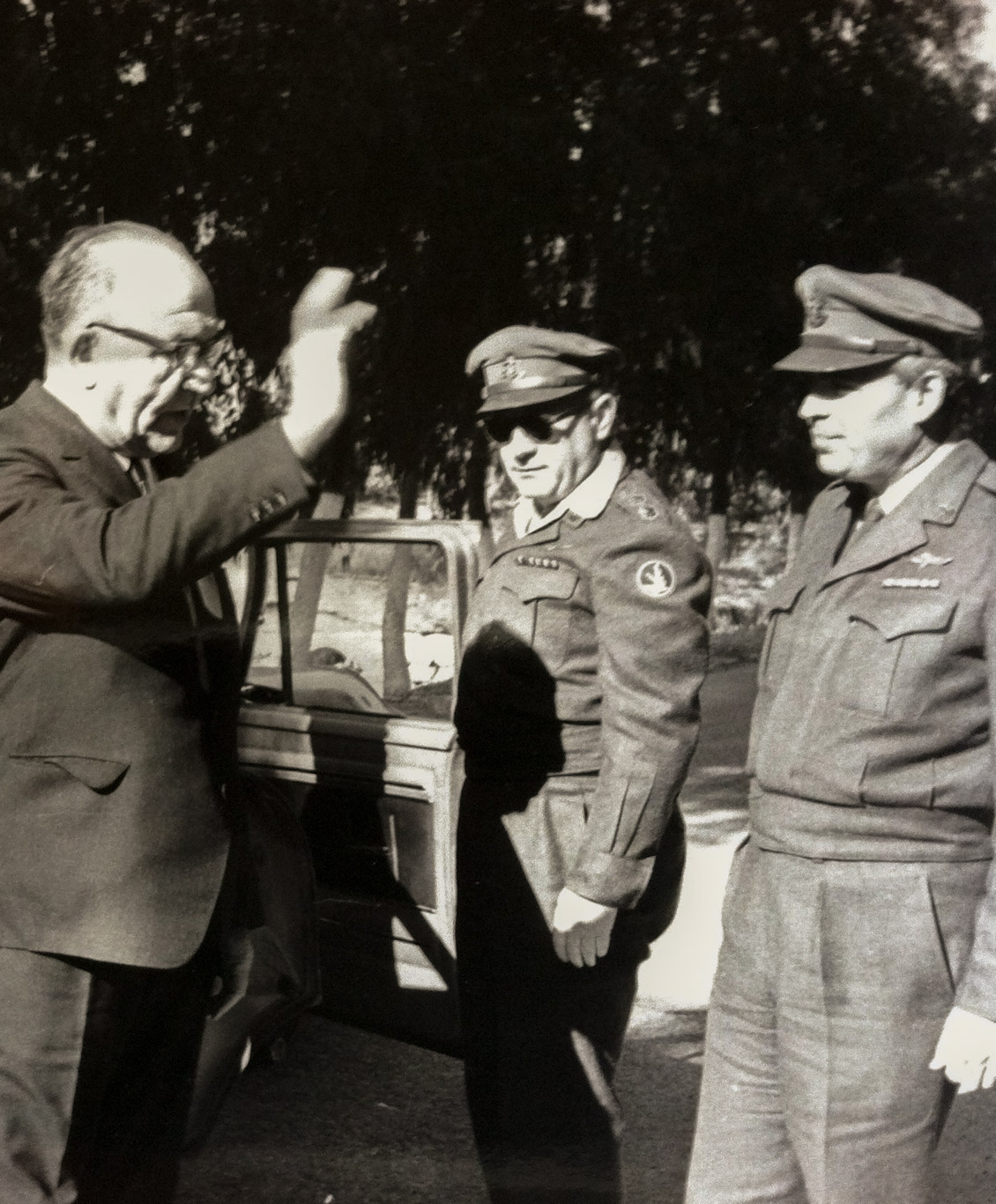 Israeli Prime Minister Levi Eshkol, center, is pictured with General Peled, right, circa 1967. Photo | Courtesy | Miko Peled