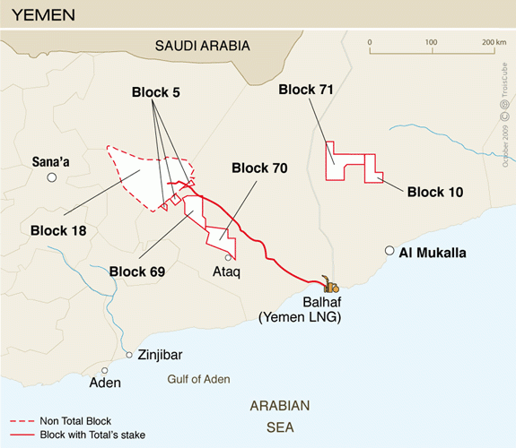 Mapa de TotalEnergies Yemen