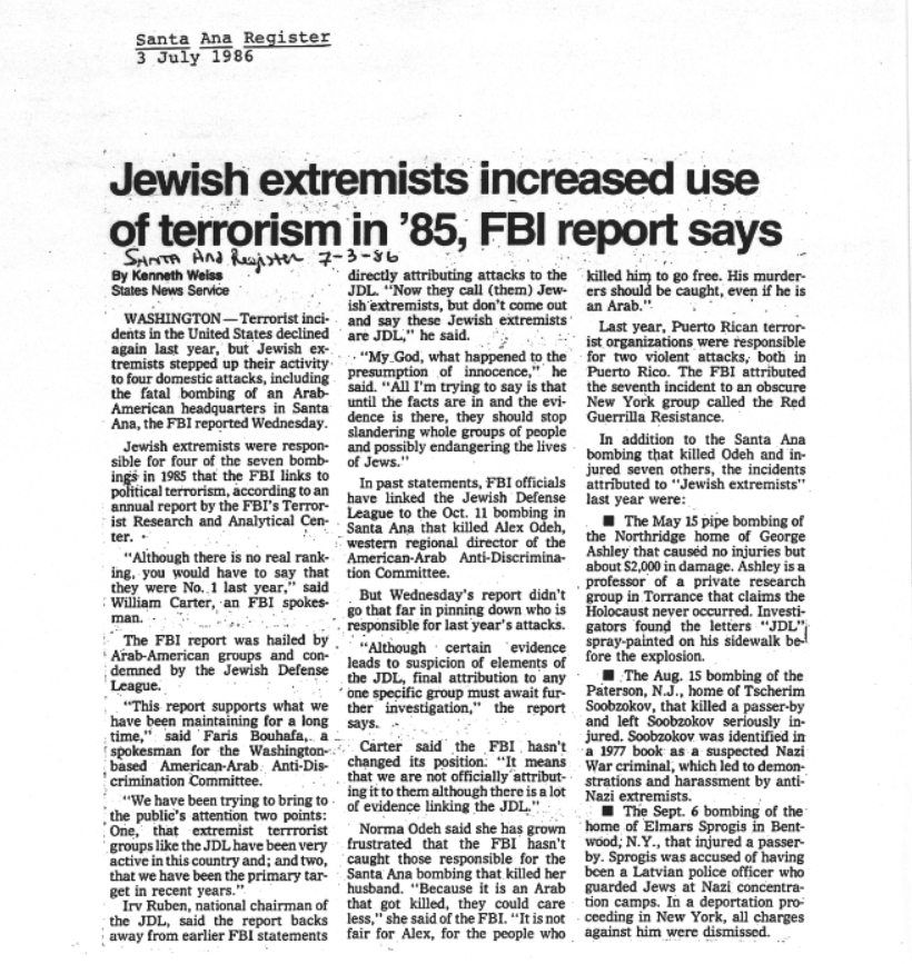 FBI Jewish Terror