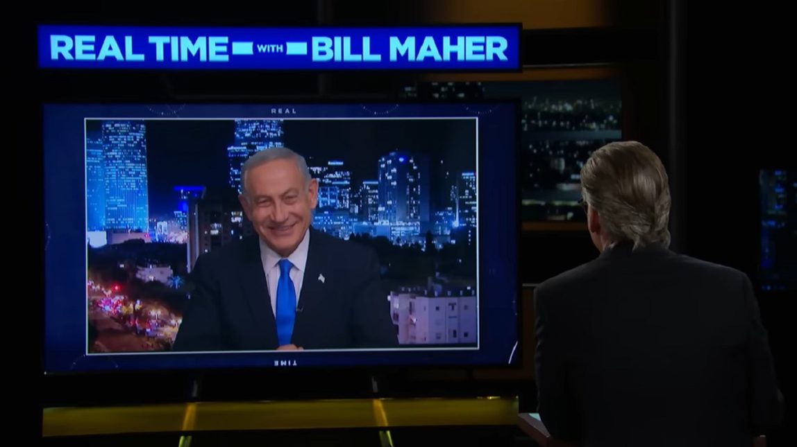 Benjamin Netanyahu is interviewed on Real Time with Bill Maher on Oct. 14, 2022.
