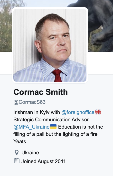 Cormac Smith's Twitter profile circa 2017 | Source