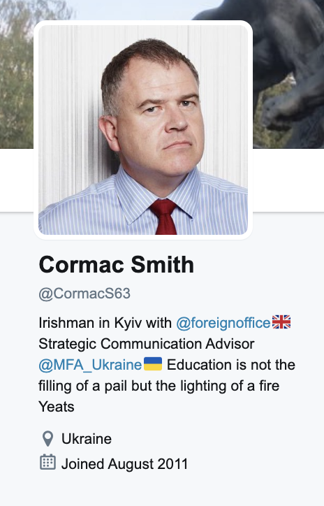 Profil Twitter de Cormac Smith vers 2017 | Source