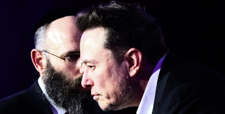 Elon Musk speaks during a live interview with Ben Shapiro at an antisemitism symposium hosted by the European Jewish Association in Krakow, Poland, Jan. 22, 2024.