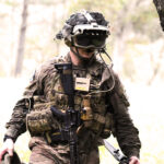 U.S. Army soldier wearing IVAS augmented reality headset during test