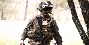 U.S. Army soldier wearing IVAS augmented reality headset during test