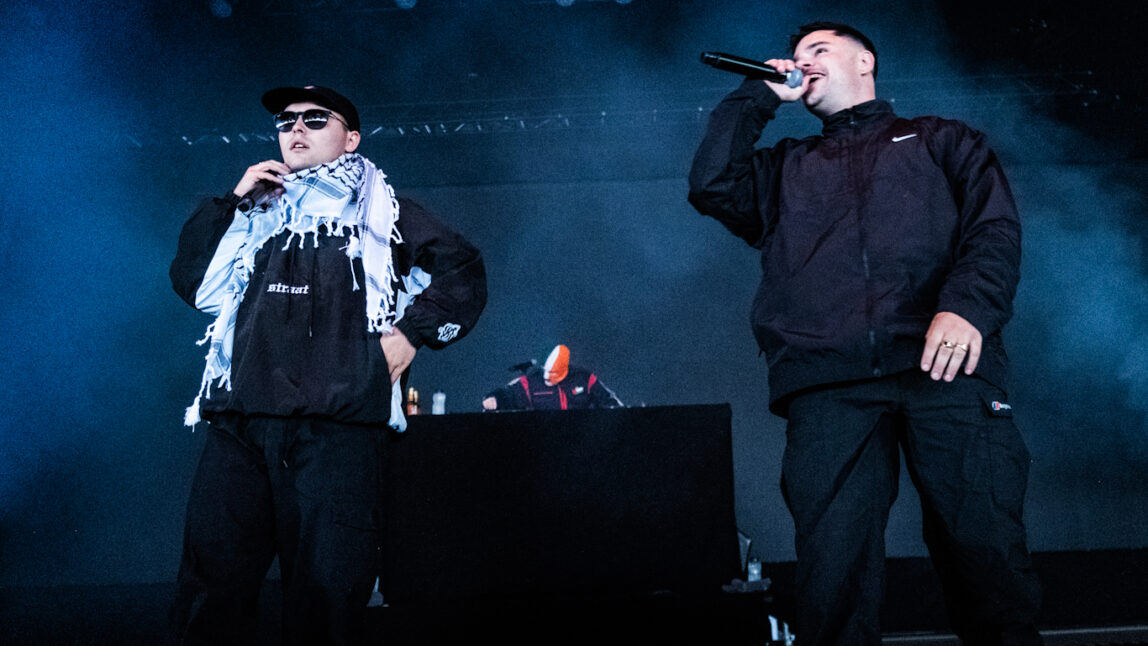 Kneecap performs live on stage at NorthSide Festival in Aarhus, Denmark, June 2025
