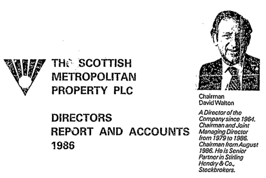 Excerpt from the 1986 annual report of the Scottish Metropolitan Property Company