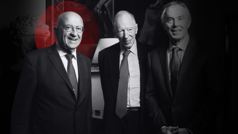 Sir Trevor Chinn with Jacob Rothschild and Tony Blair