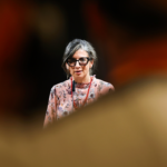 Francesca Albanese speaking at a conference in Ljubljana, Slovenia, July 10, 2025.